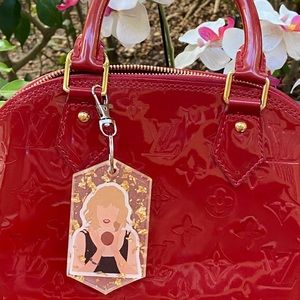 Taylor Swift Blank Space Cartoon & Gold Flakes Keychain Bag Charm Resin Art